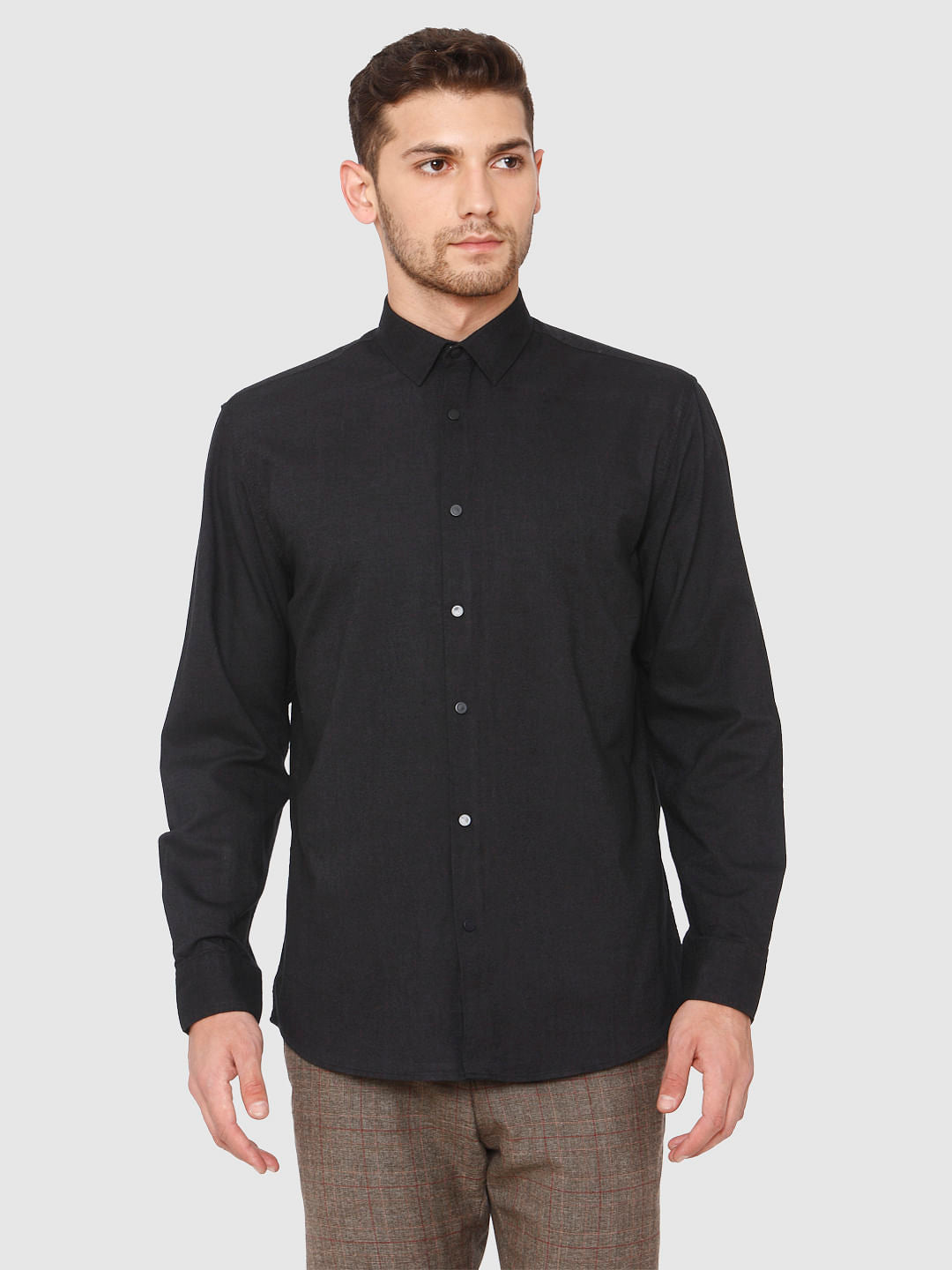 Black Loose Fit Formal Shirt