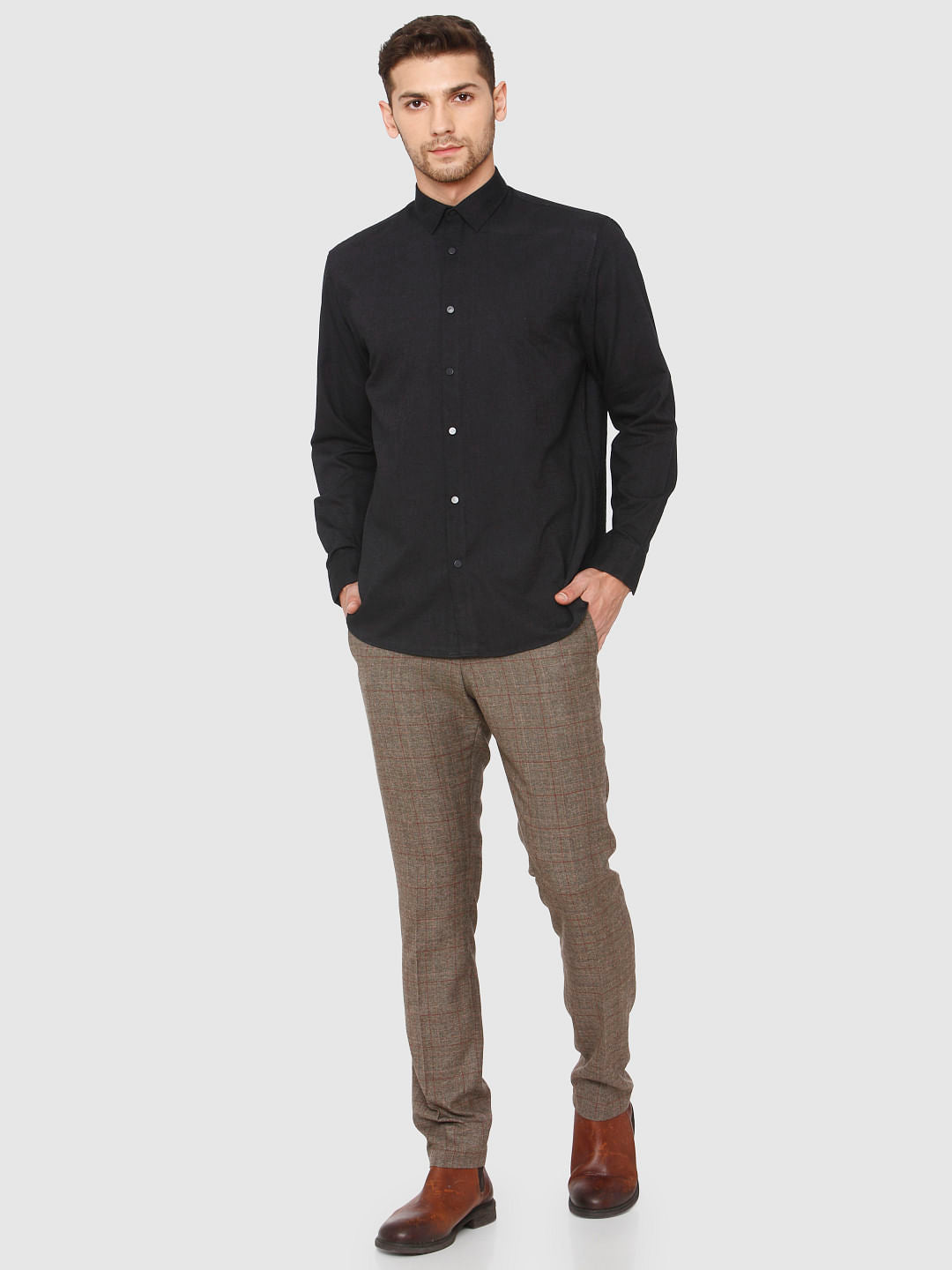 Black Loose Fit Formal Shirt
