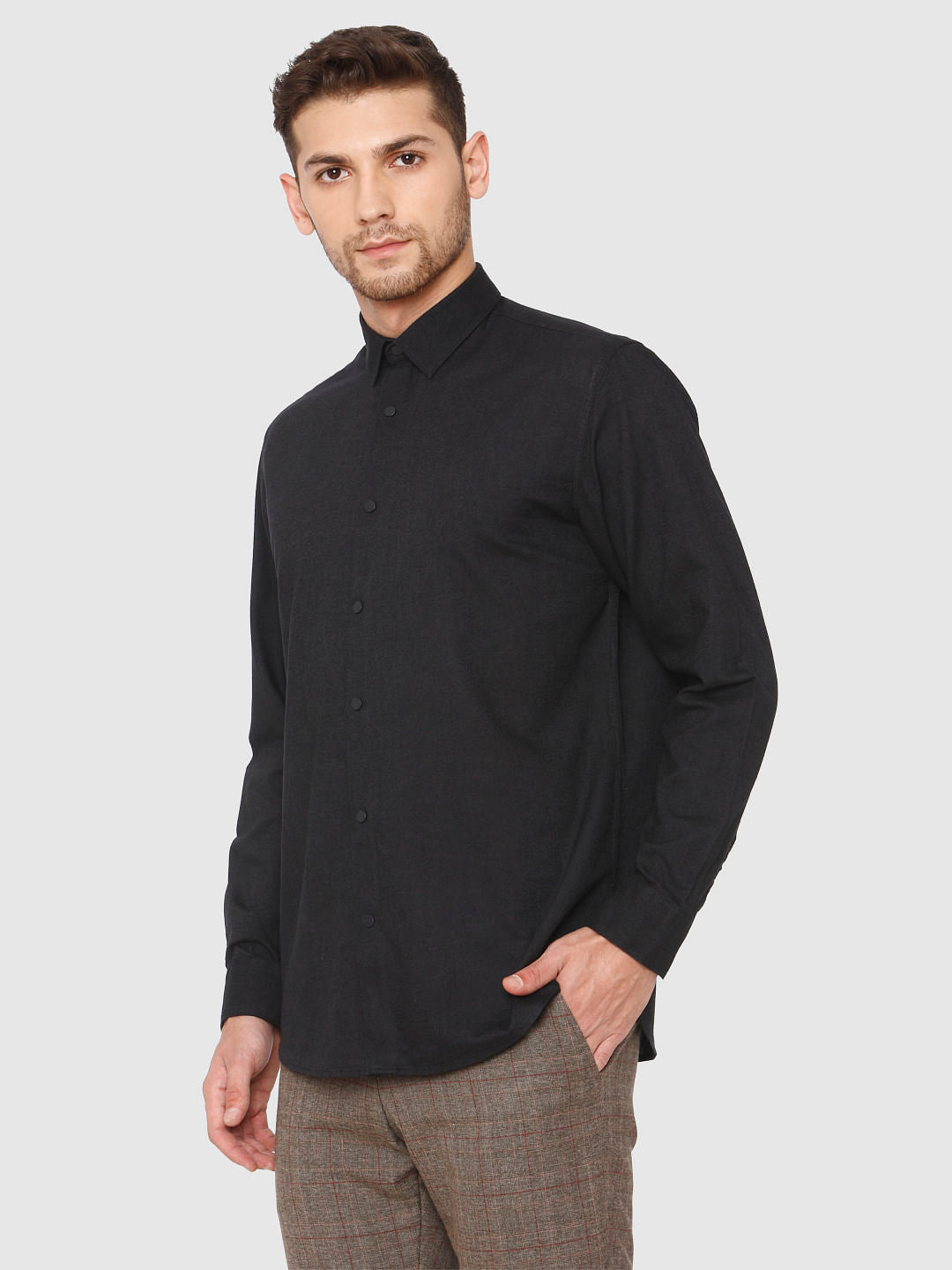 Black Loose Fit Formal Shirt