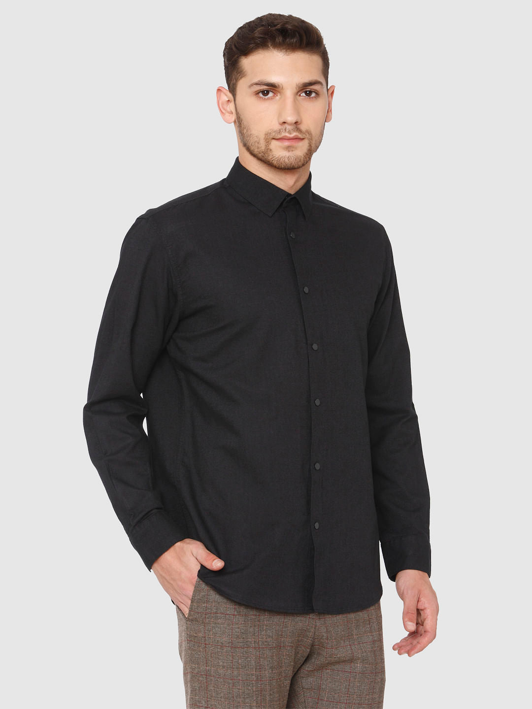 Black Loose Fit Formal Shirt