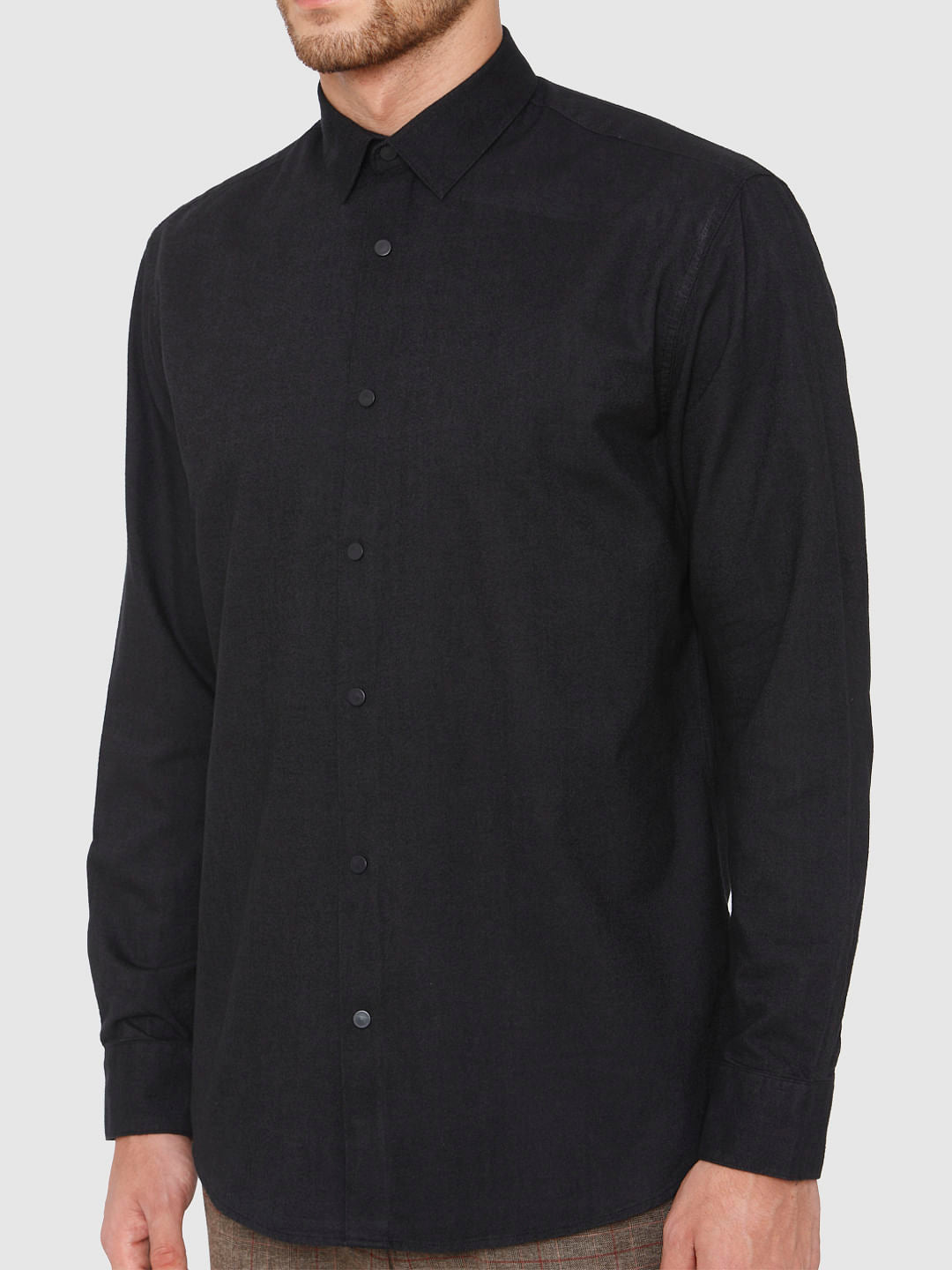 Black Loose Fit Formal Shirt