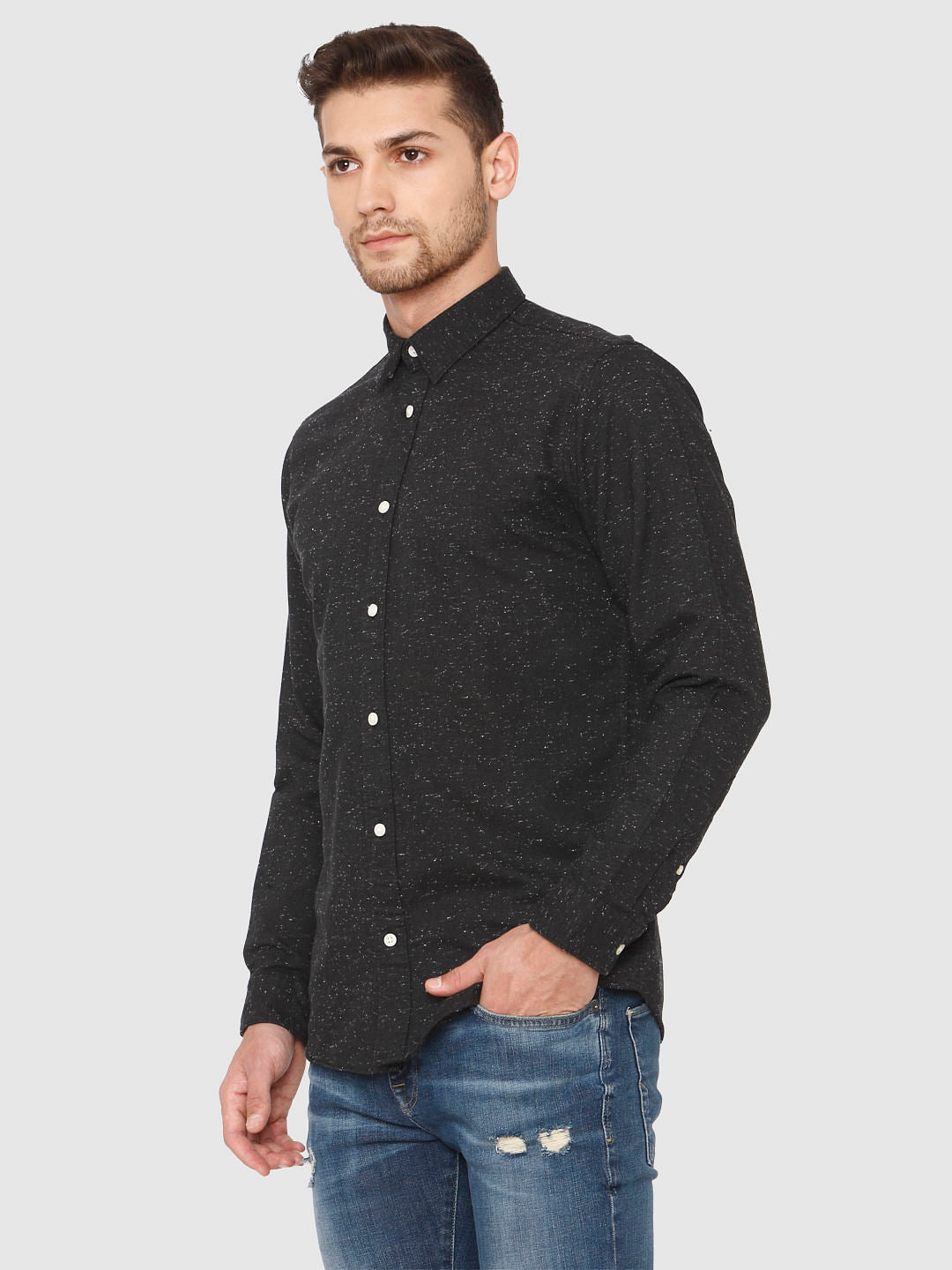 Black Printed Full Sleeves Shirt