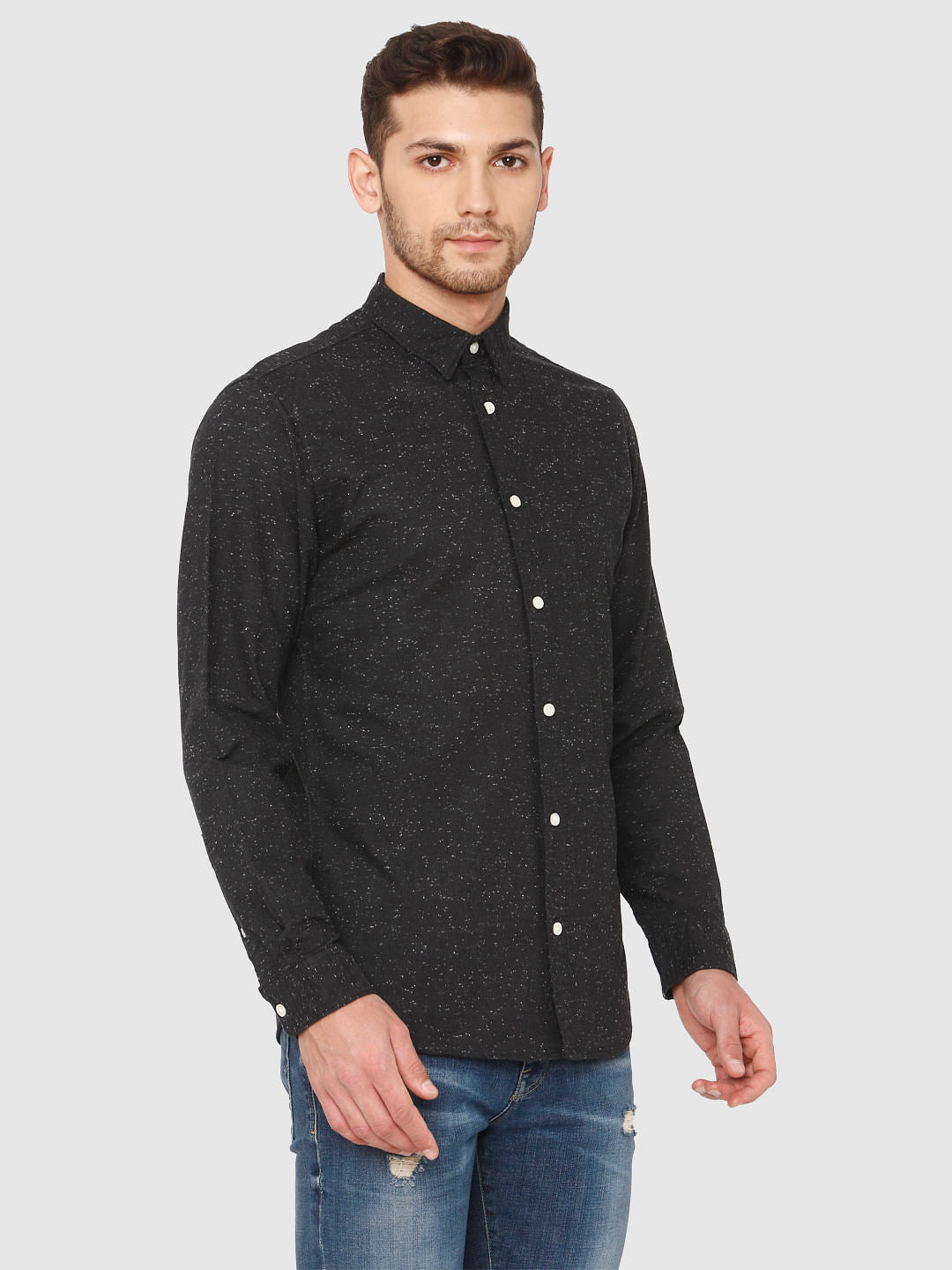 Black Printed Full Sleeves Shirt