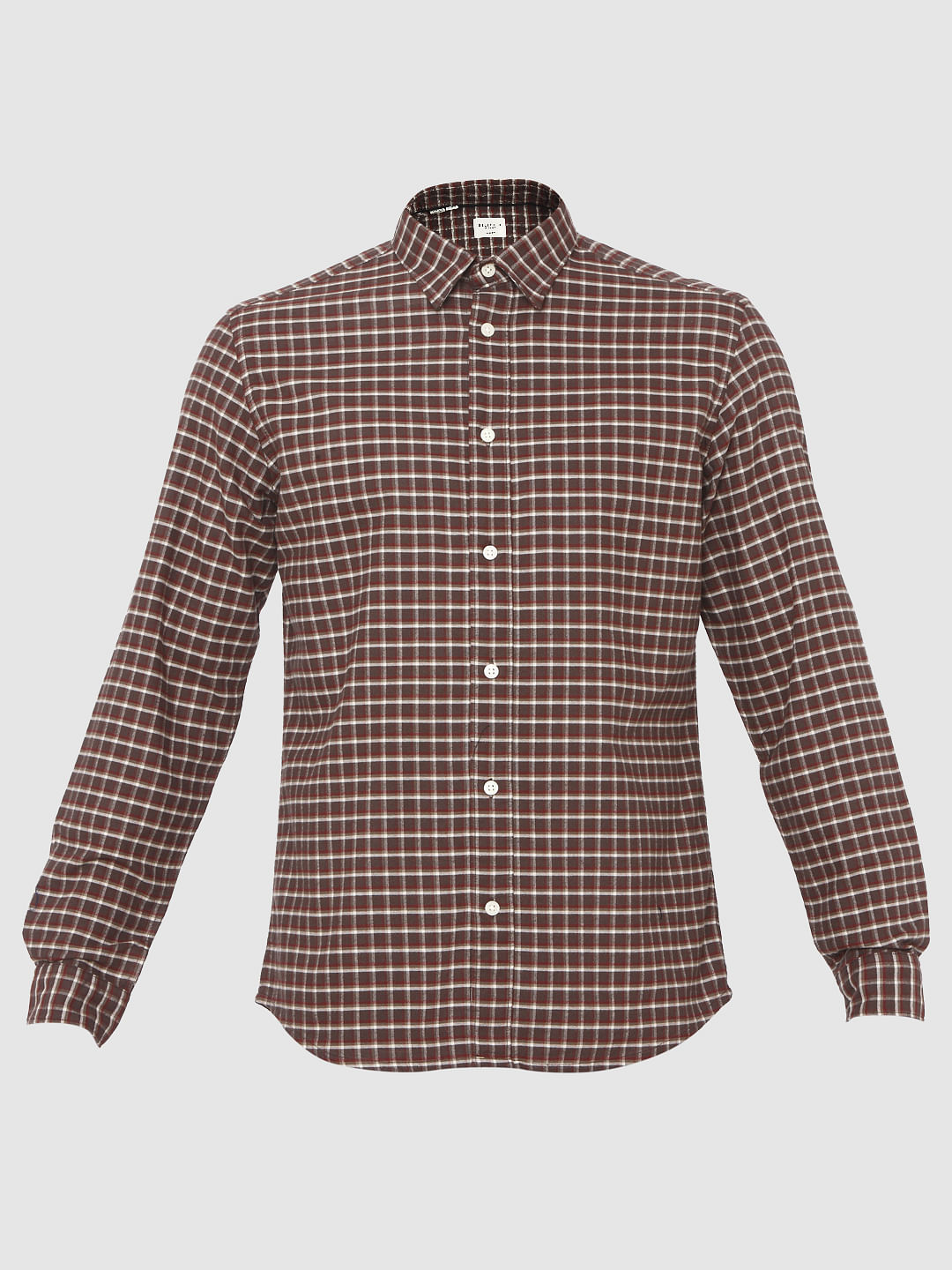 Brown Check Full Sleeves Shirt