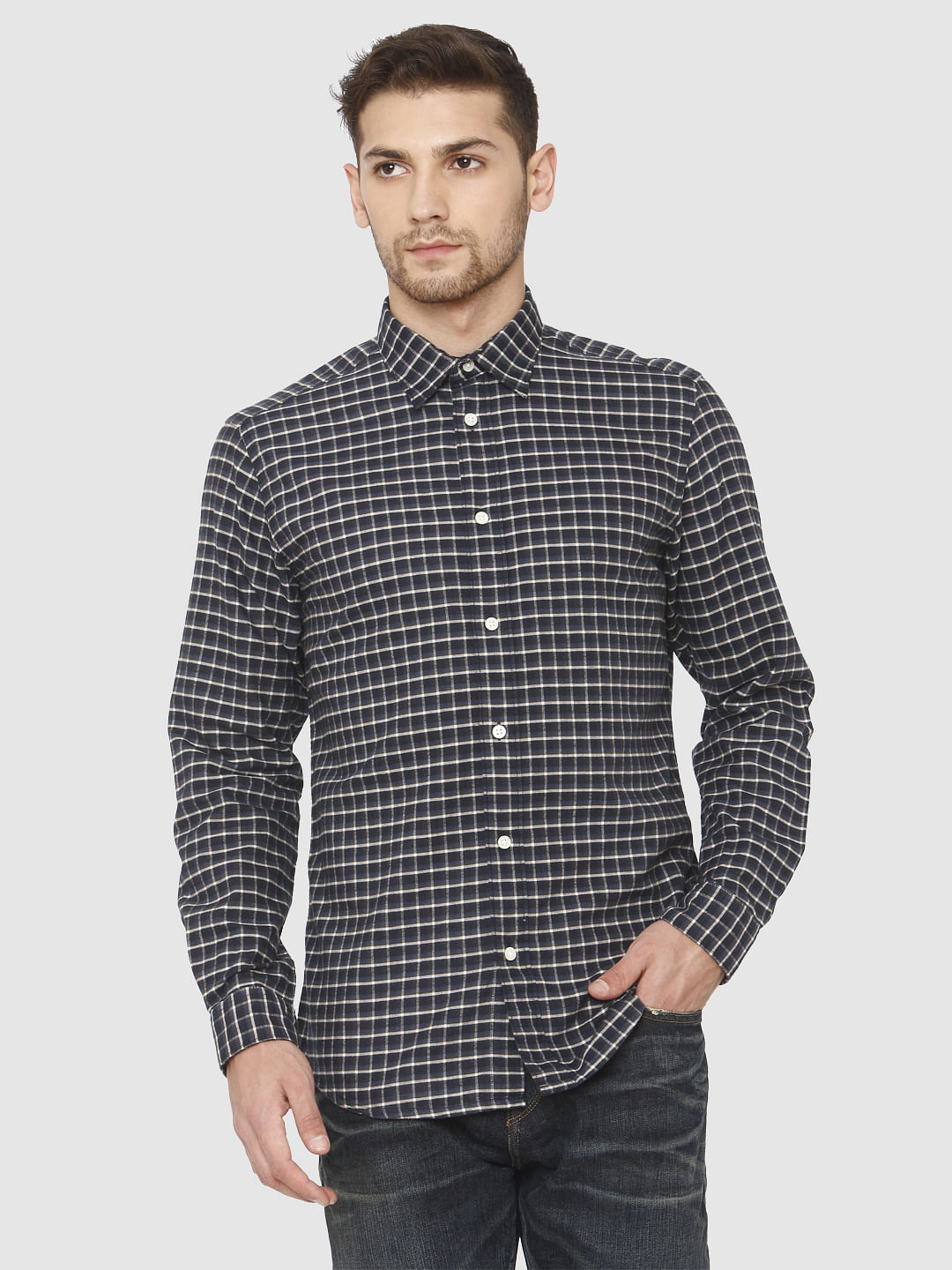 Black Check Full Sleeves Shirt