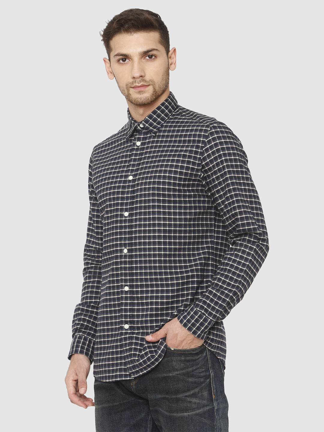 Black Check Full Sleeves Shirt