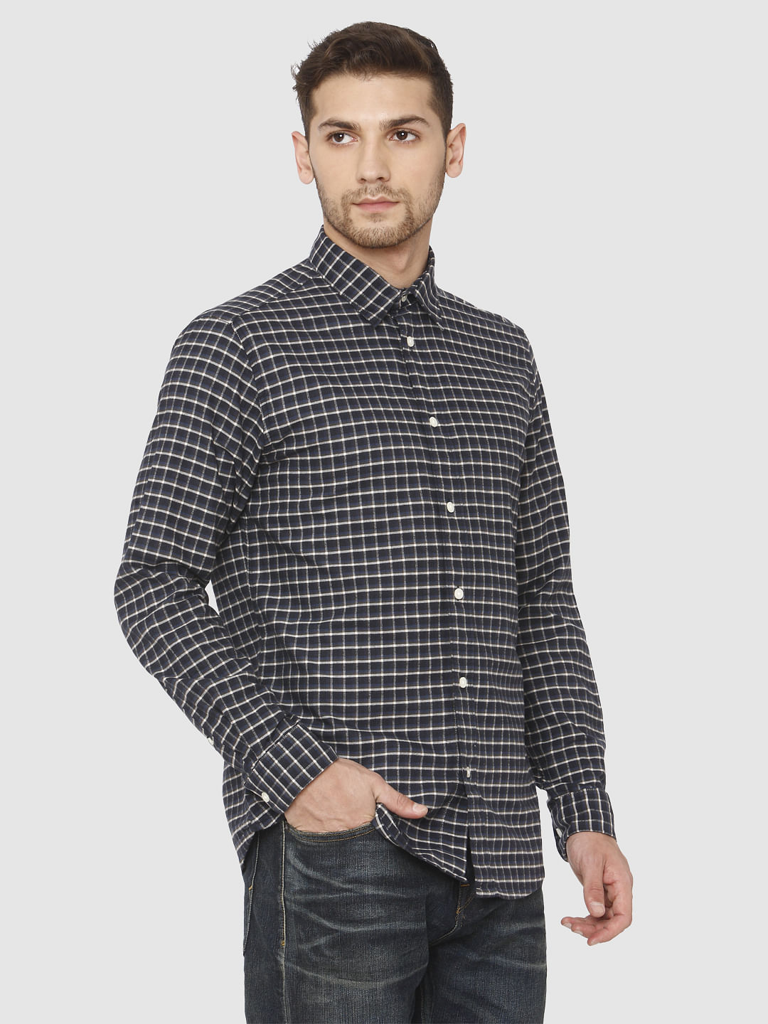 Black Check Full Sleeves Shirt