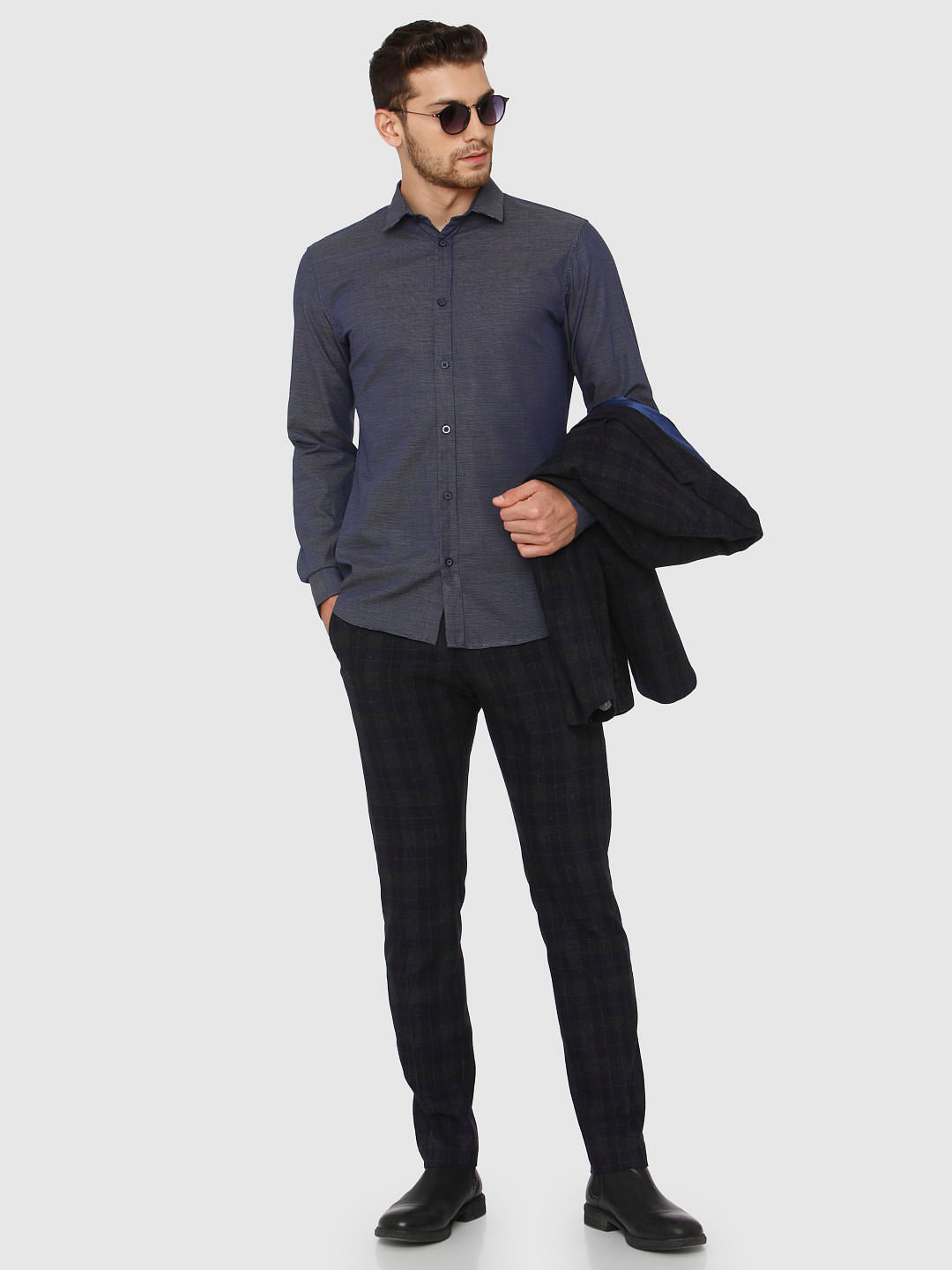 Navy Blue Slim Fit Formal Shirt