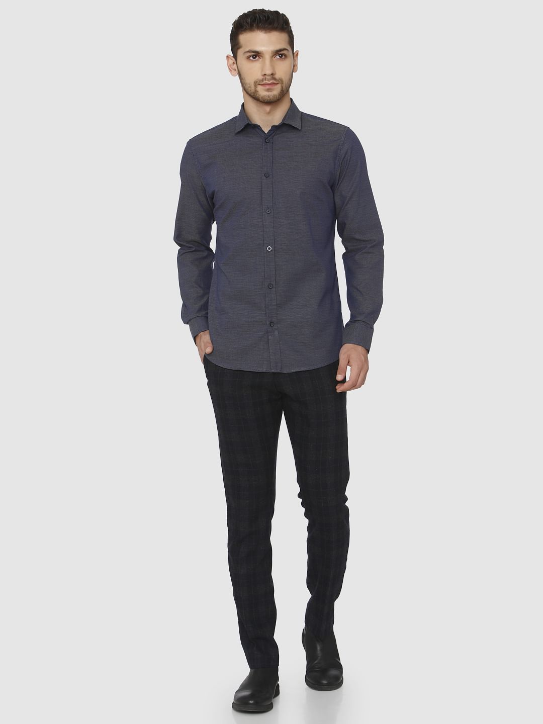 Navy Blue Slim Fit Formal Shirt