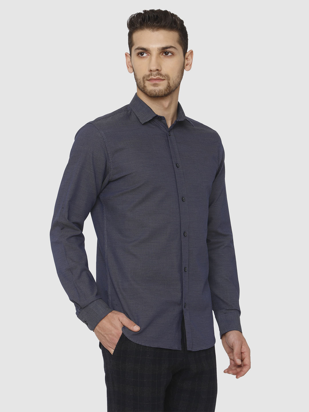 Navy Blue Slim Fit Formal Shirt