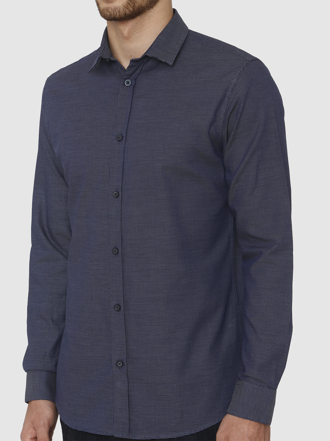Navy Blue Slim Fit Formal Shirt