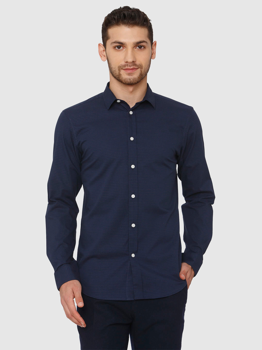 Navy Blue Slim Fit Formal Shirt