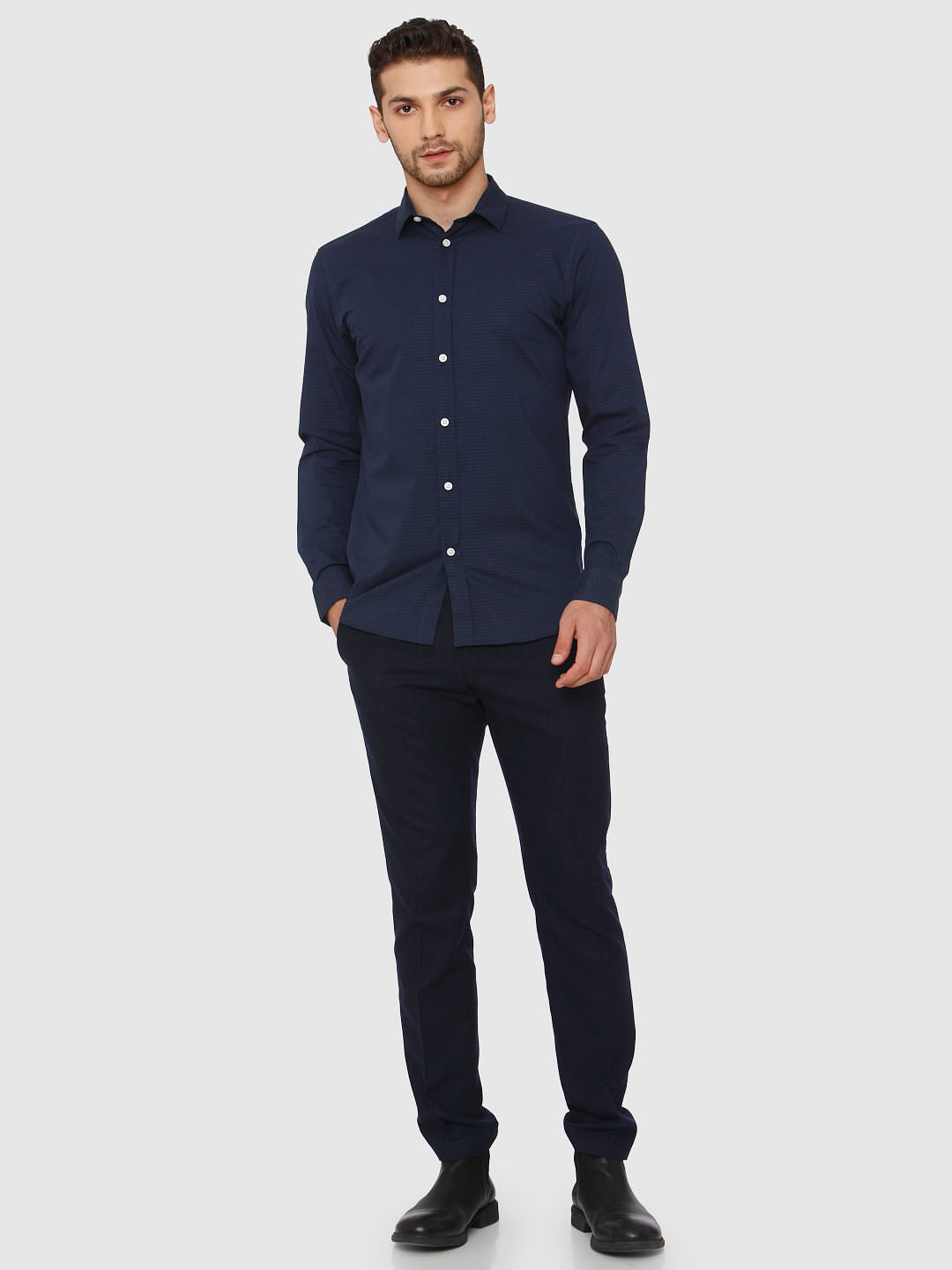 Navy Blue Slim Fit Formal Shirt
