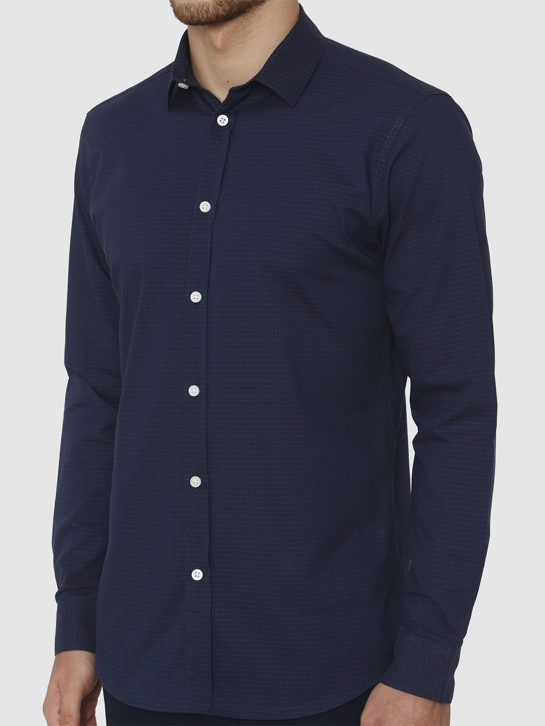 Navy Blue Slim Fit Formal Shirt