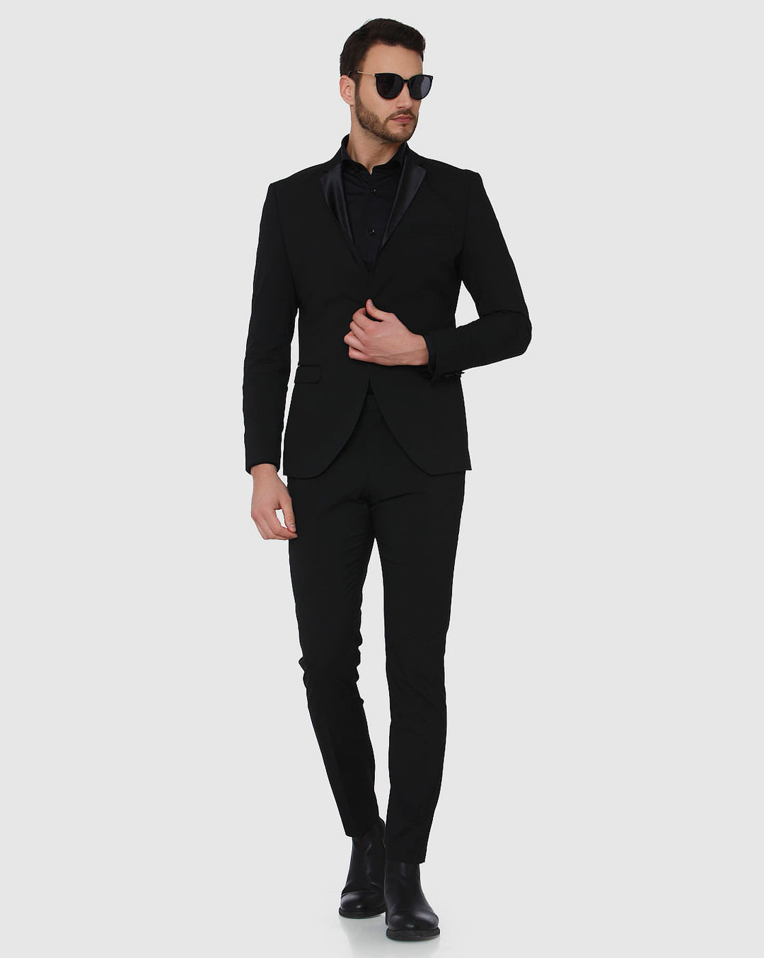 Black Mid Rise Slim Fit Trousers