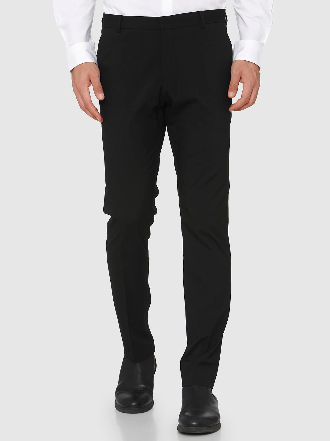 Black Mid Rise Slim Fit Trousers