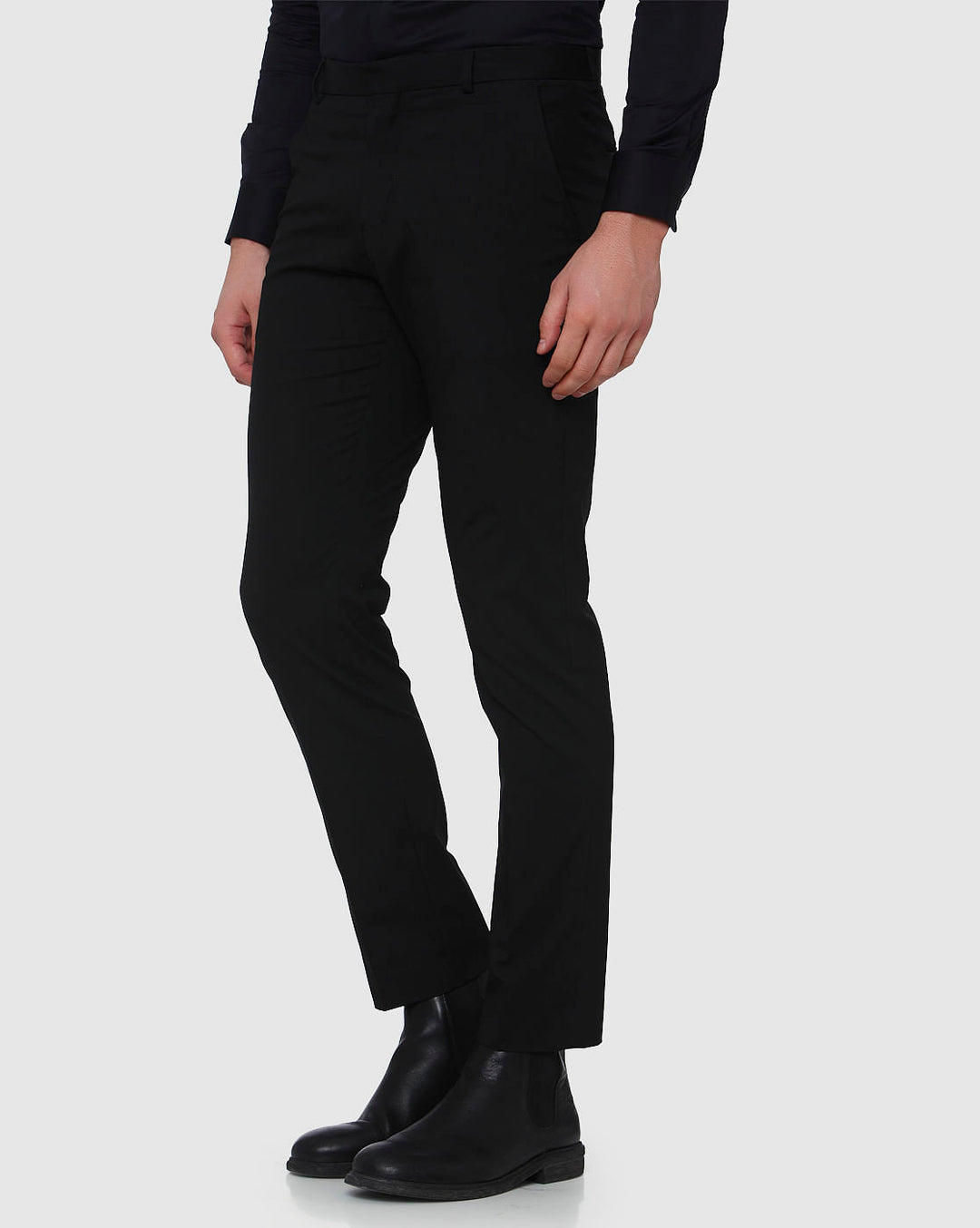 Black Mid Rise Slim Fit Trousers