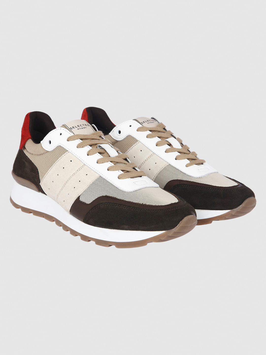 Brown Colourblocked Sneakers