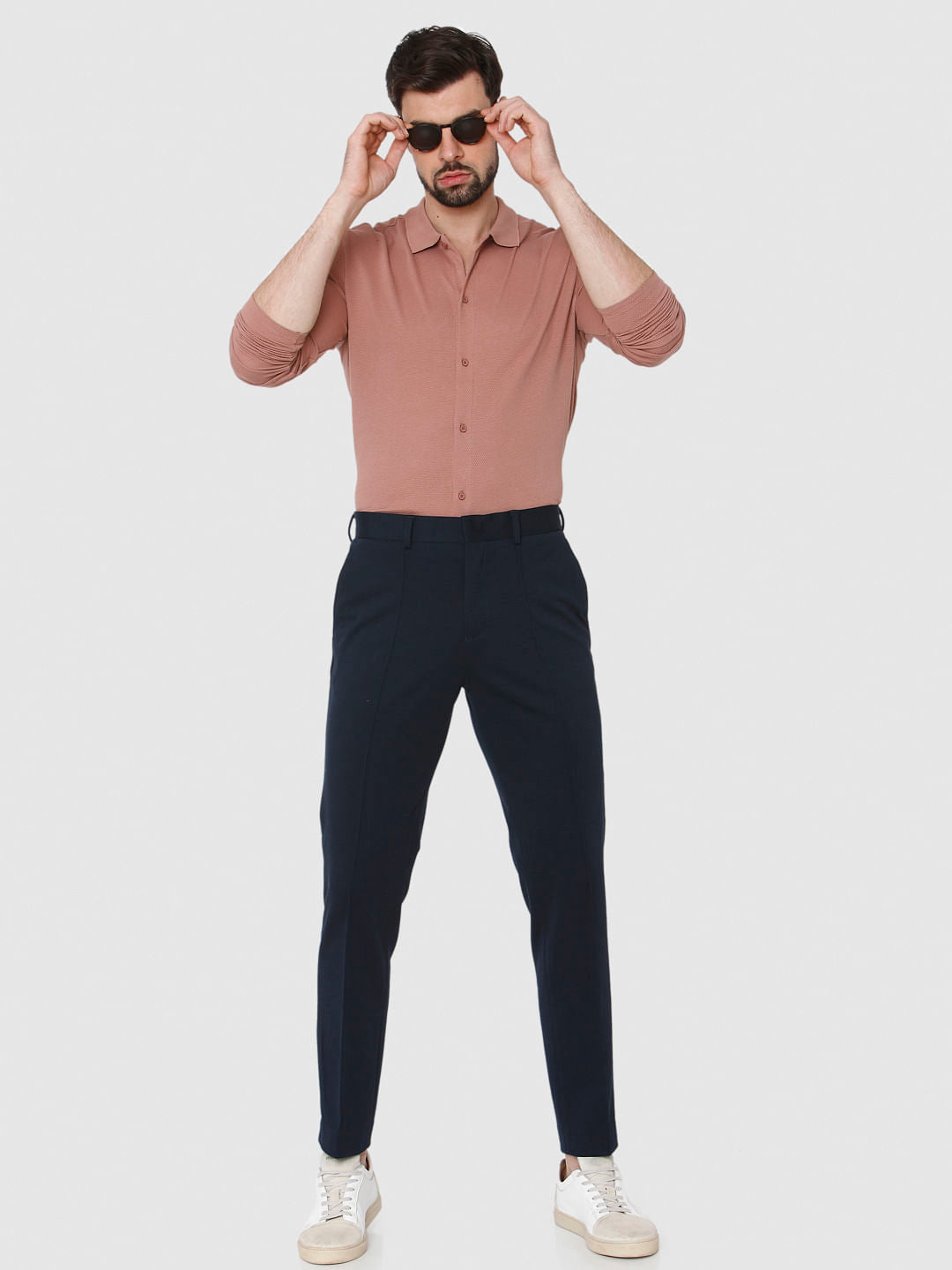 Dark Blue Tapered Fit Pants