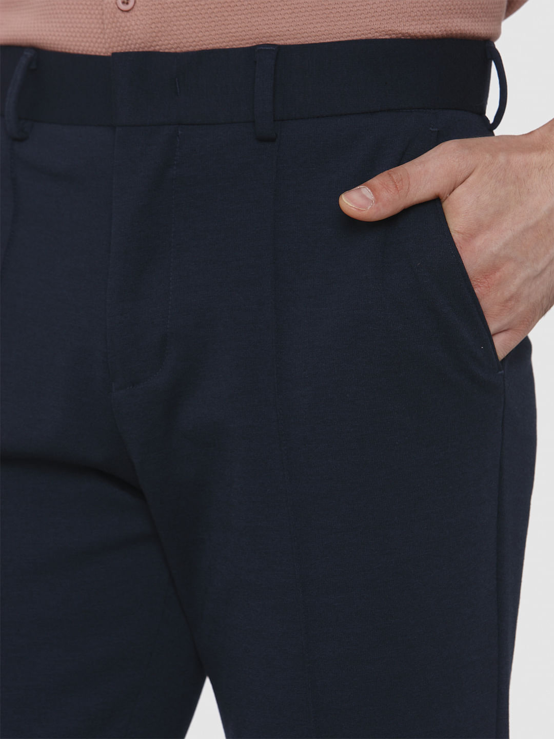 Dark Blue Tapered Fit Pants