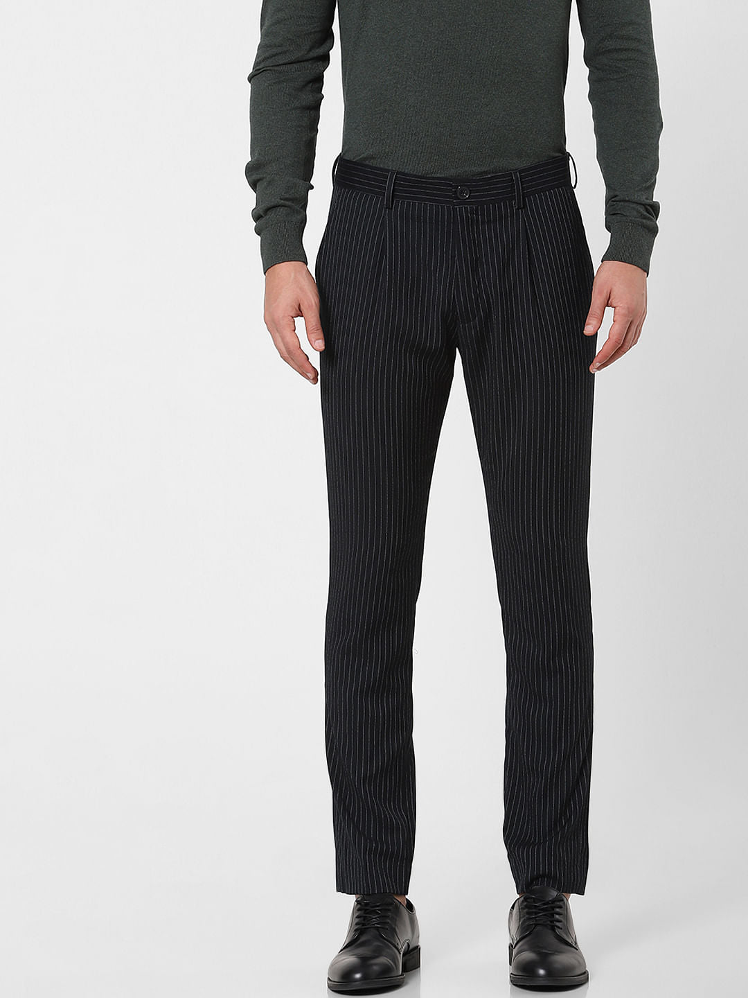 Black Striped Slim Fit Pants