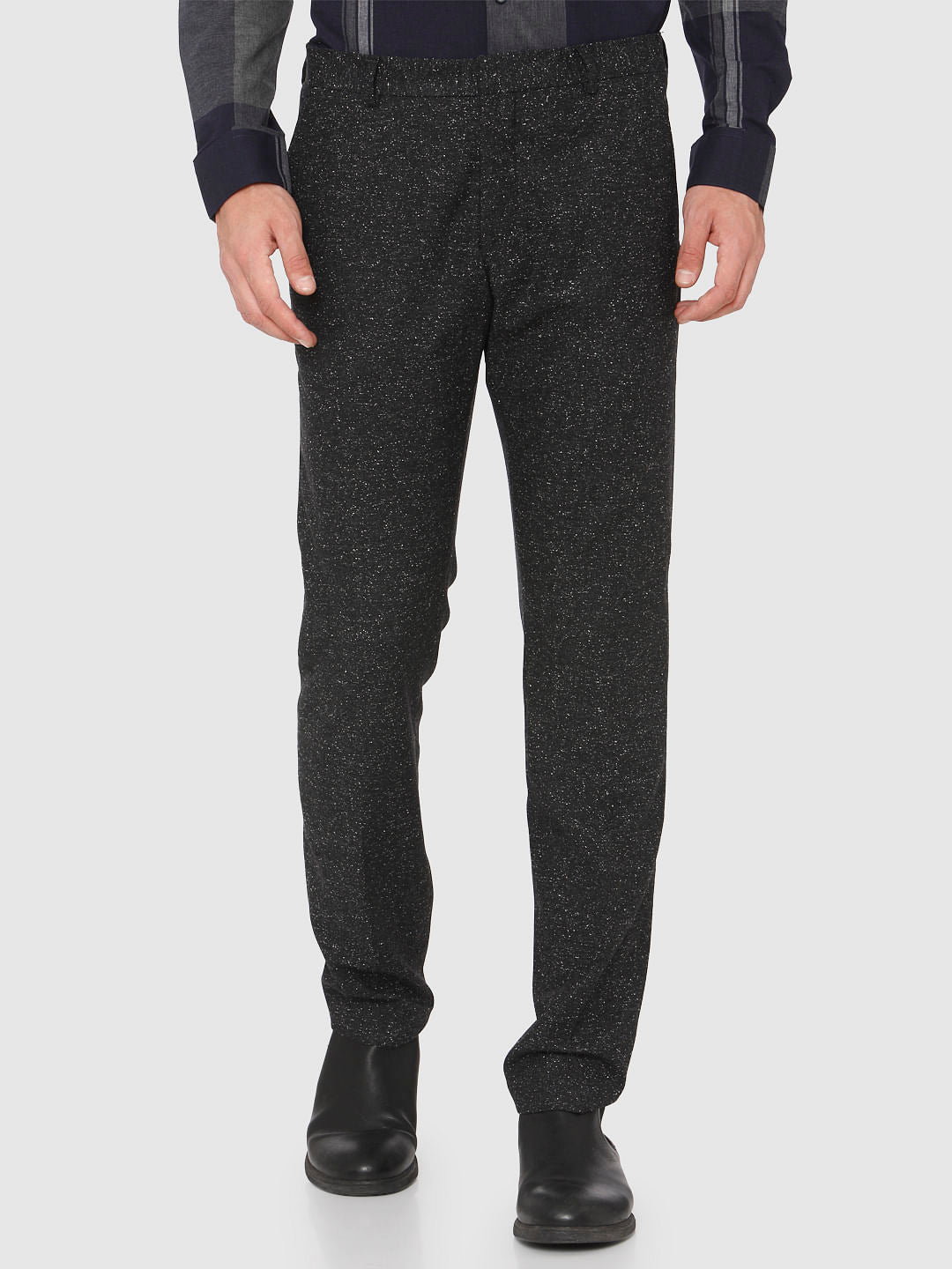 Black Mid Rise Slim Fit Trousers