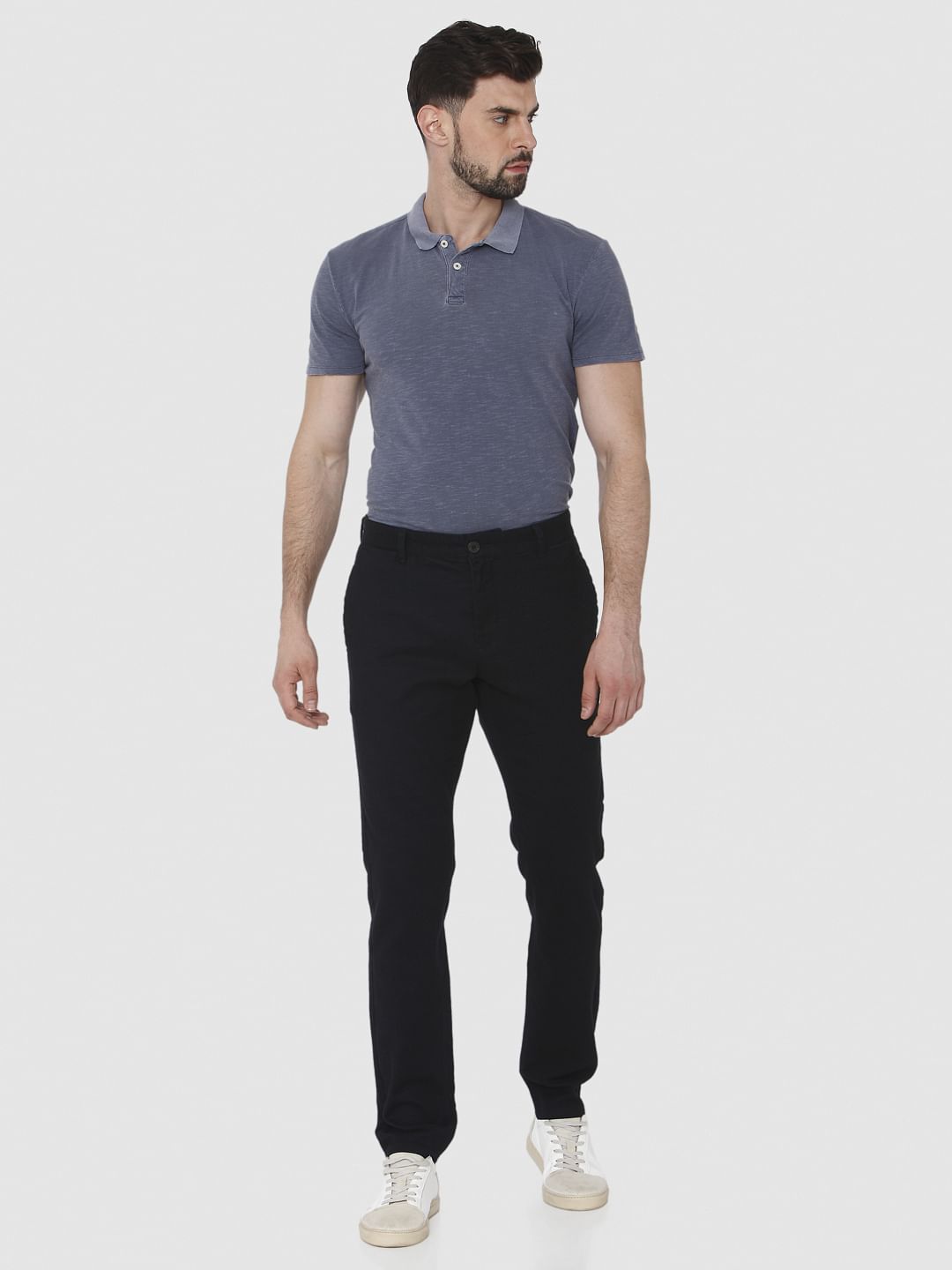 Navy Blue Slim Fit Pants