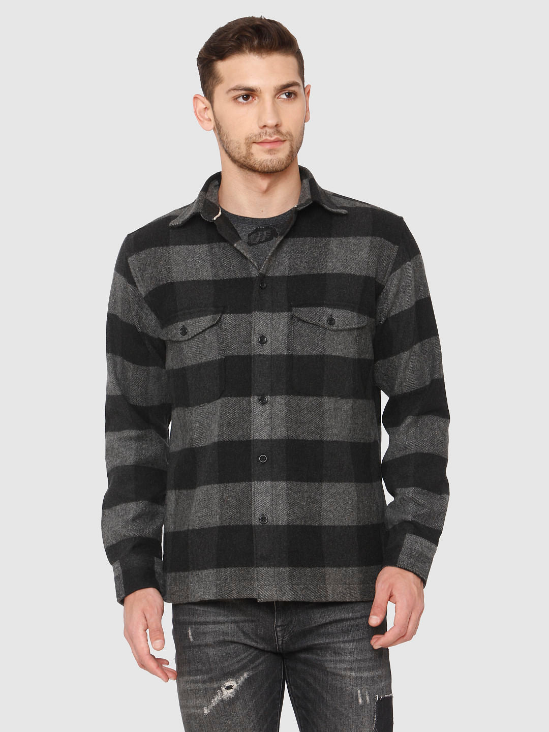 Black Check Full Sleeves Shirt