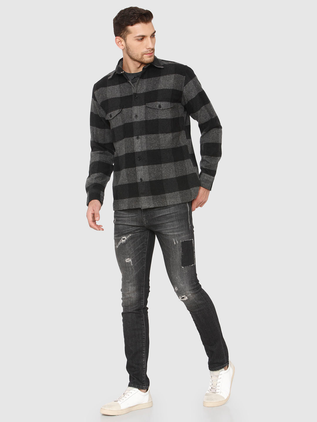 Black Check Full Sleeves Shirt