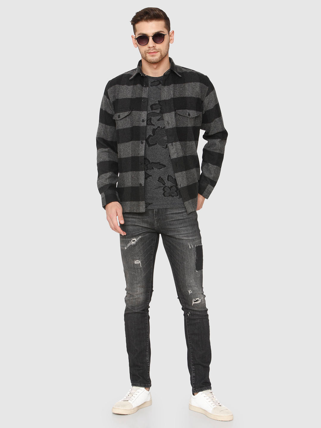 Black Check Full Sleeves Shirt