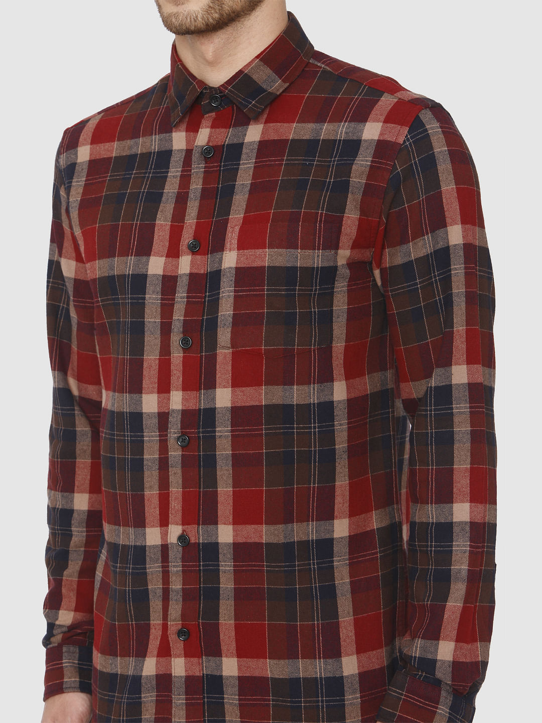 Brown Check Full Sleeves Shirt