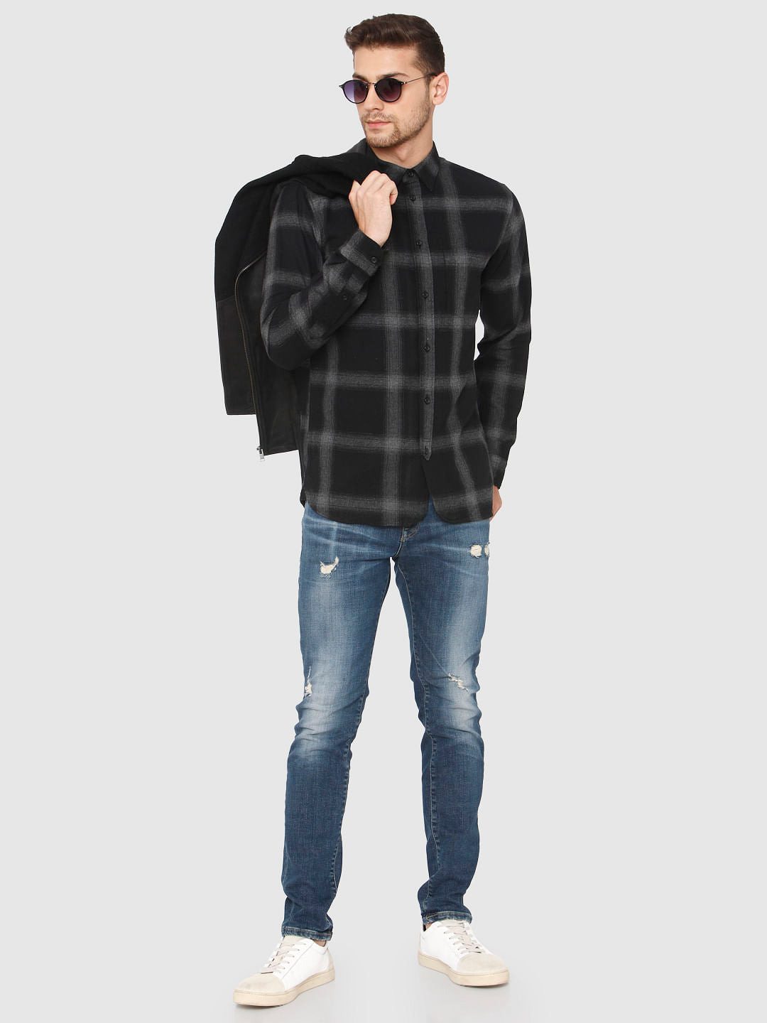 Black Check Full Sleeves Shirt