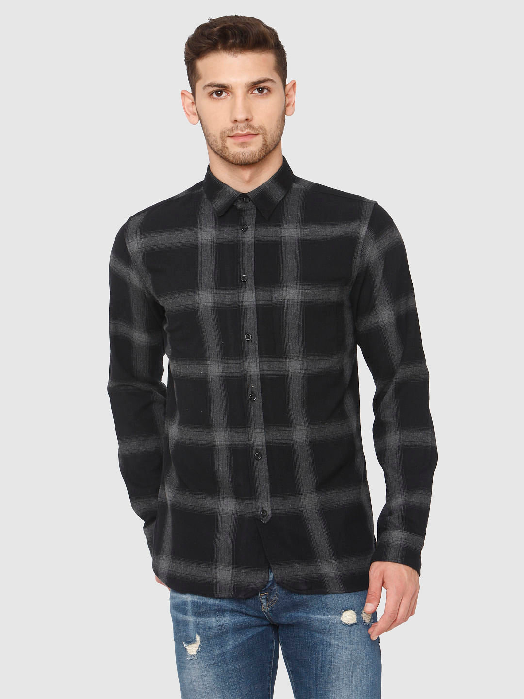 Black Check Full Sleeves Shirt