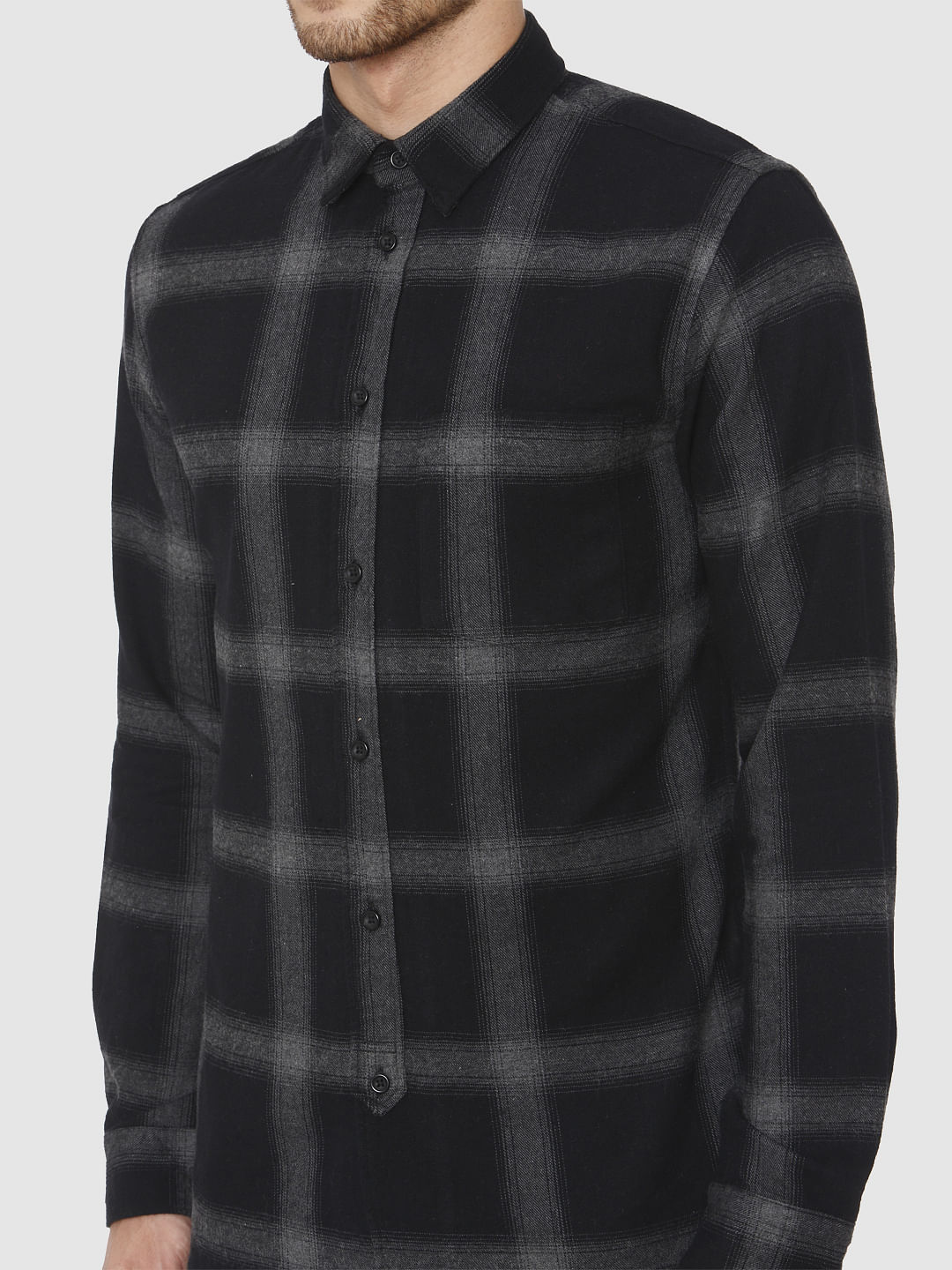 Black Check Full Sleeves Shirt