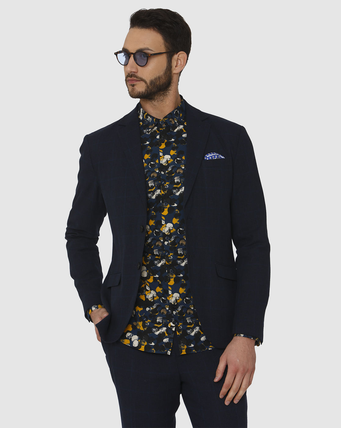 Black All Over Print Slim Fit Full Sleeves Shirt