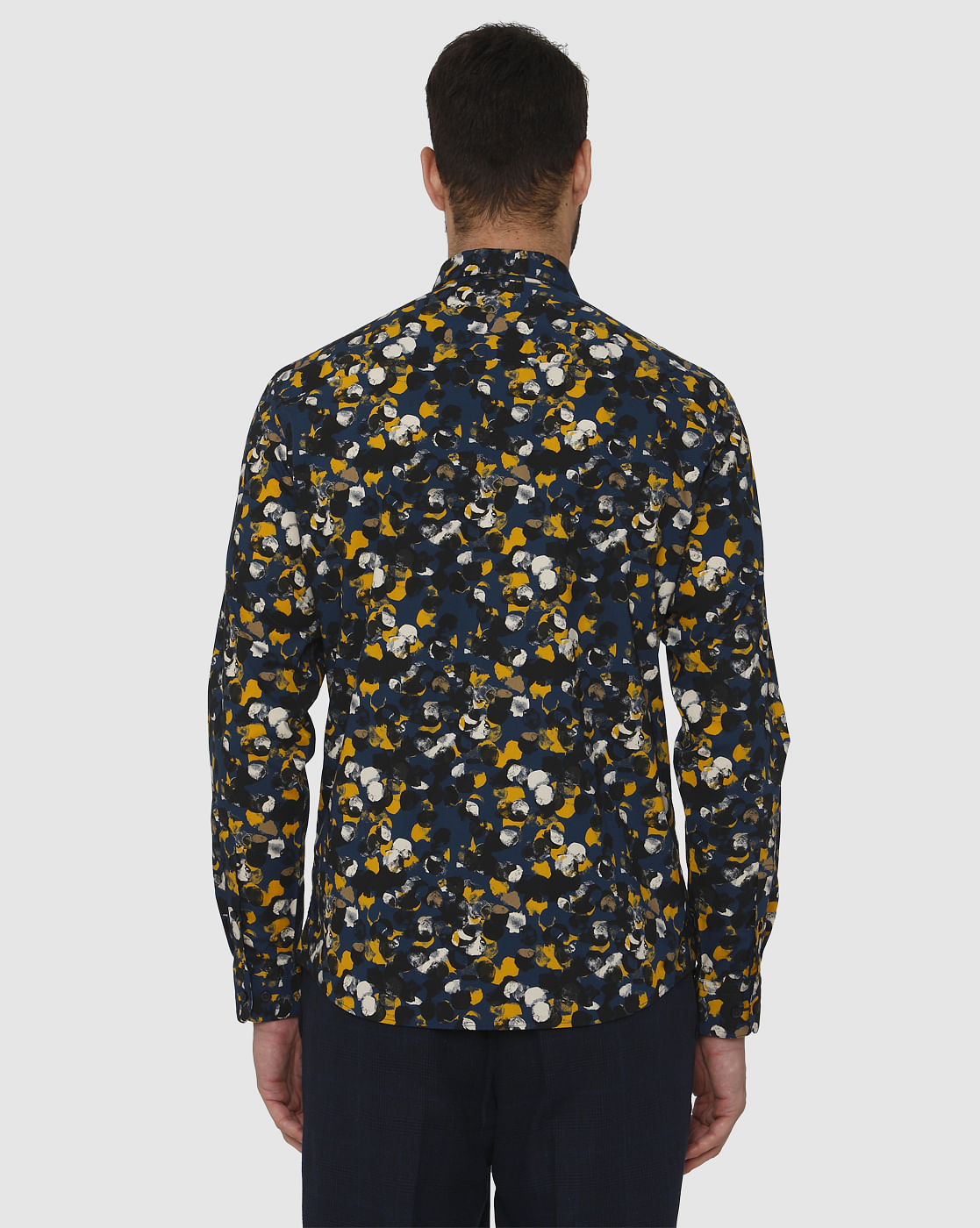 Black All Over Print Slim Fit Full Sleeves Shirt