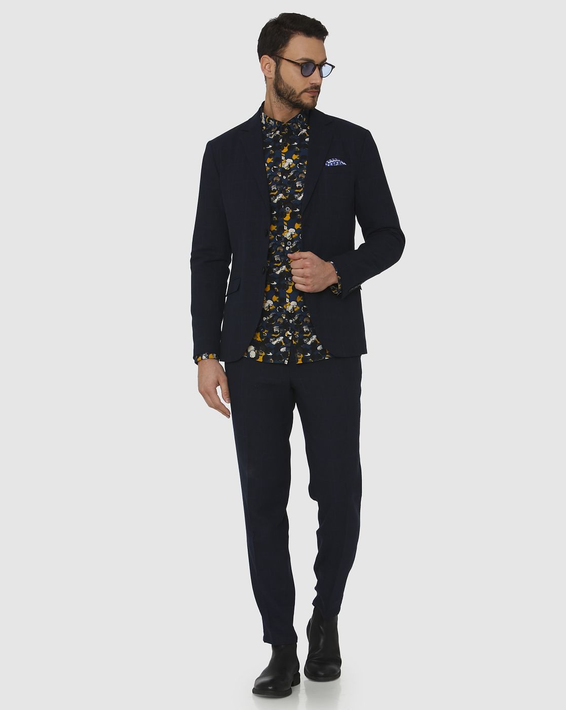 Black All Over Print Slim Fit Full Sleeves Shirt