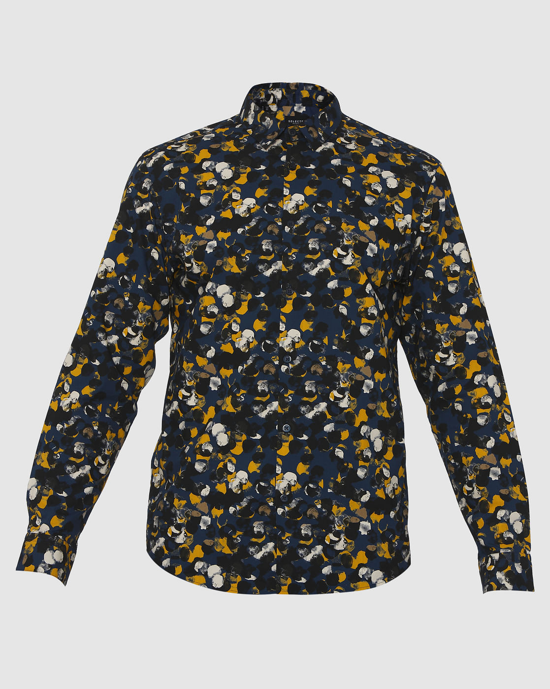 Black All Over Print Slim Fit Full Sleeves Shirt