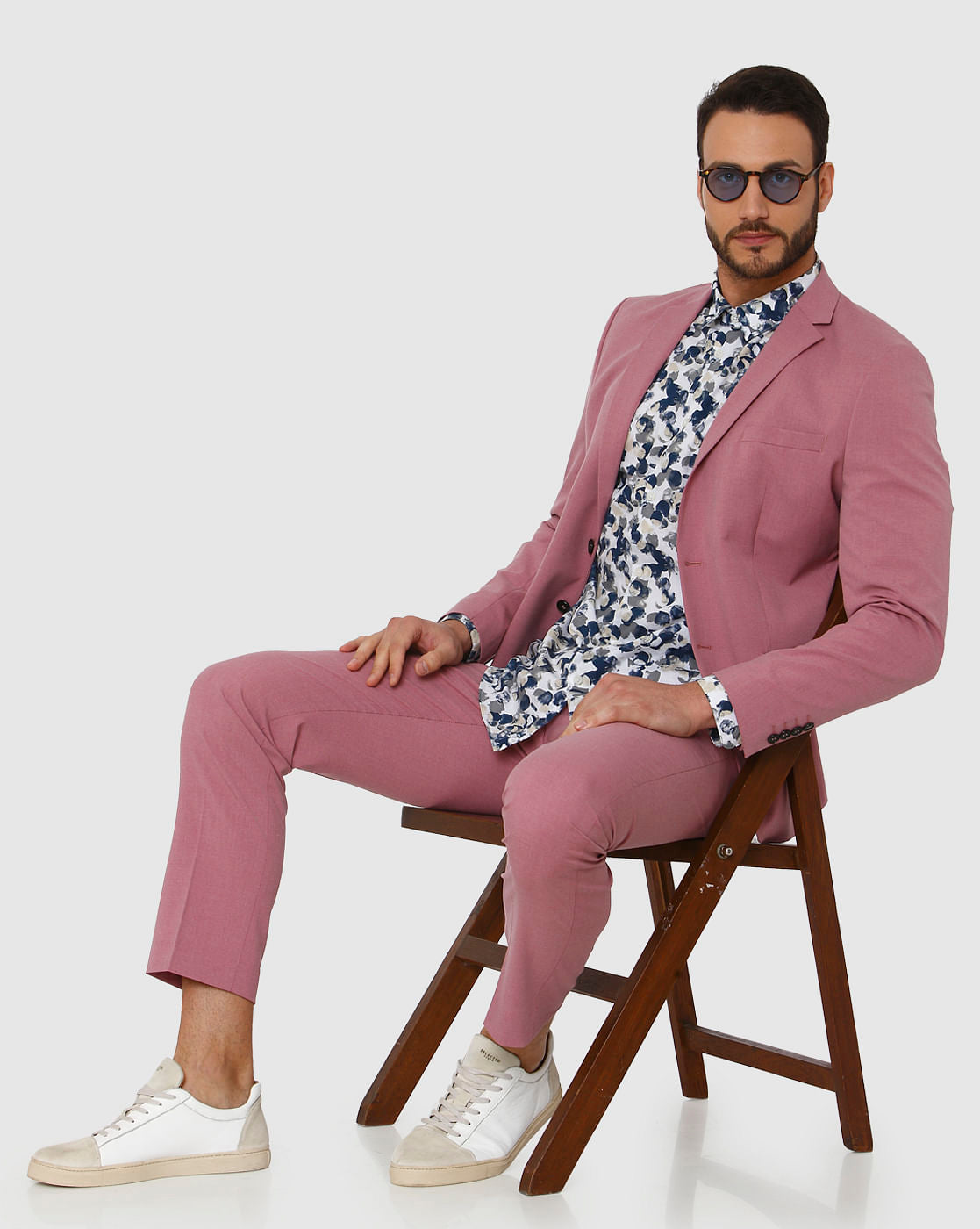 White All Over Print Slim Fit Full Sleeves Shirt