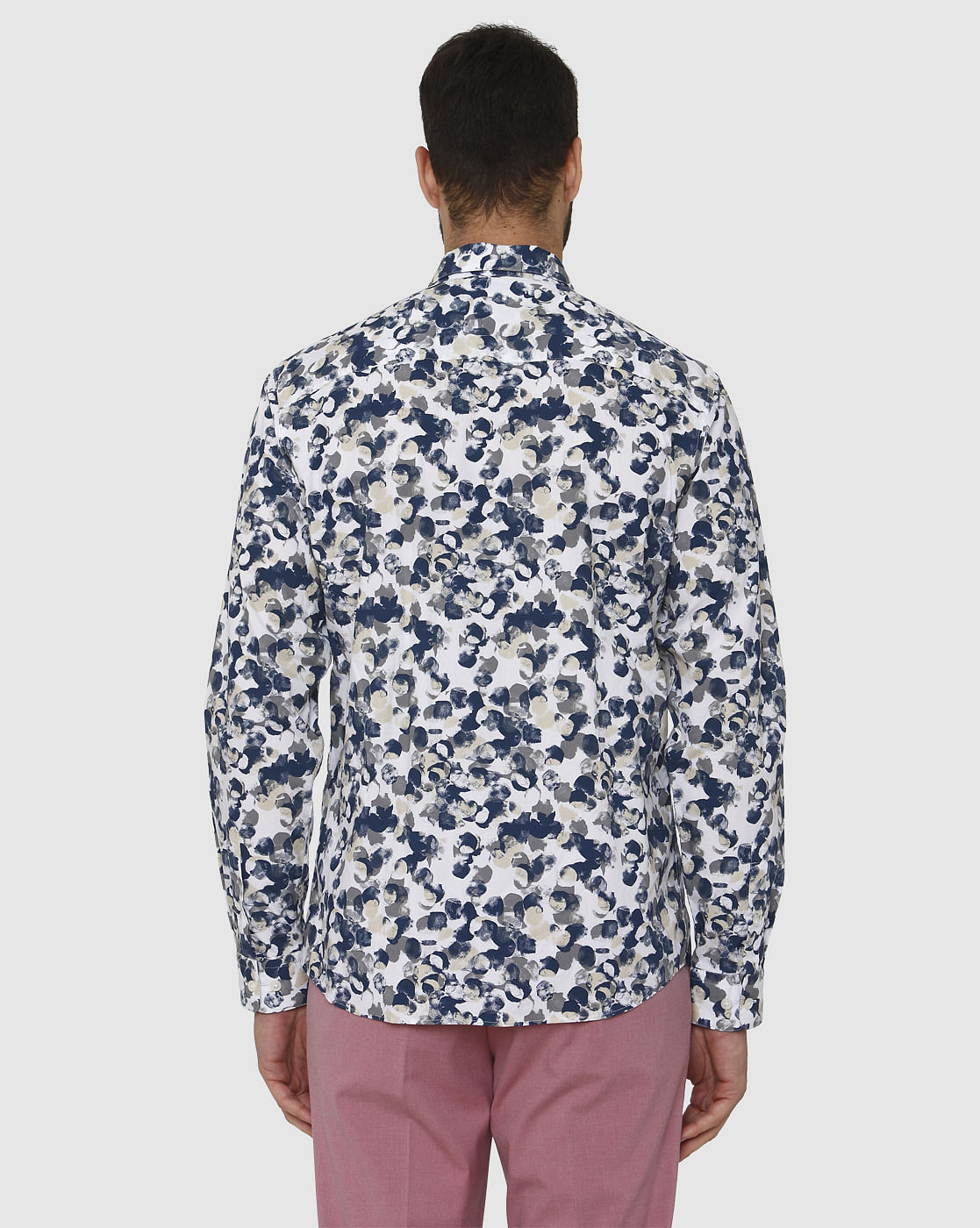 White All Over Print Slim Fit Full Sleeves Shirt