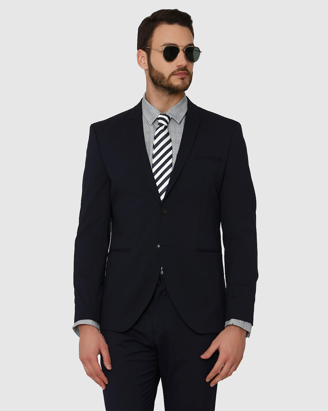Blue Double Button Slim Fit Formal Blazer