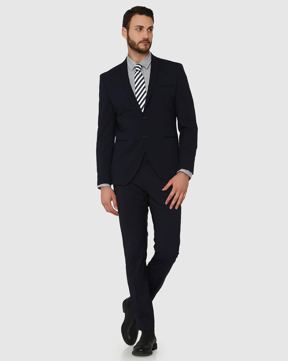 Blue Double Button Slim Fit Formal Blazer