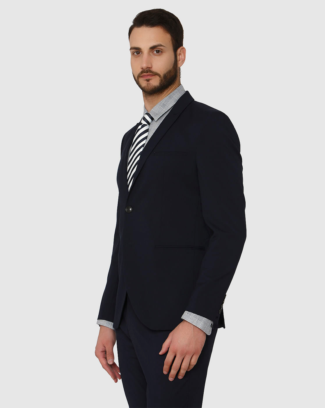 Blue Double Button Slim Fit Formal Blazer