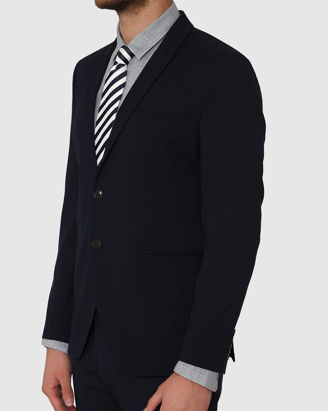 Blue Double Button Slim Fit Formal Blazer