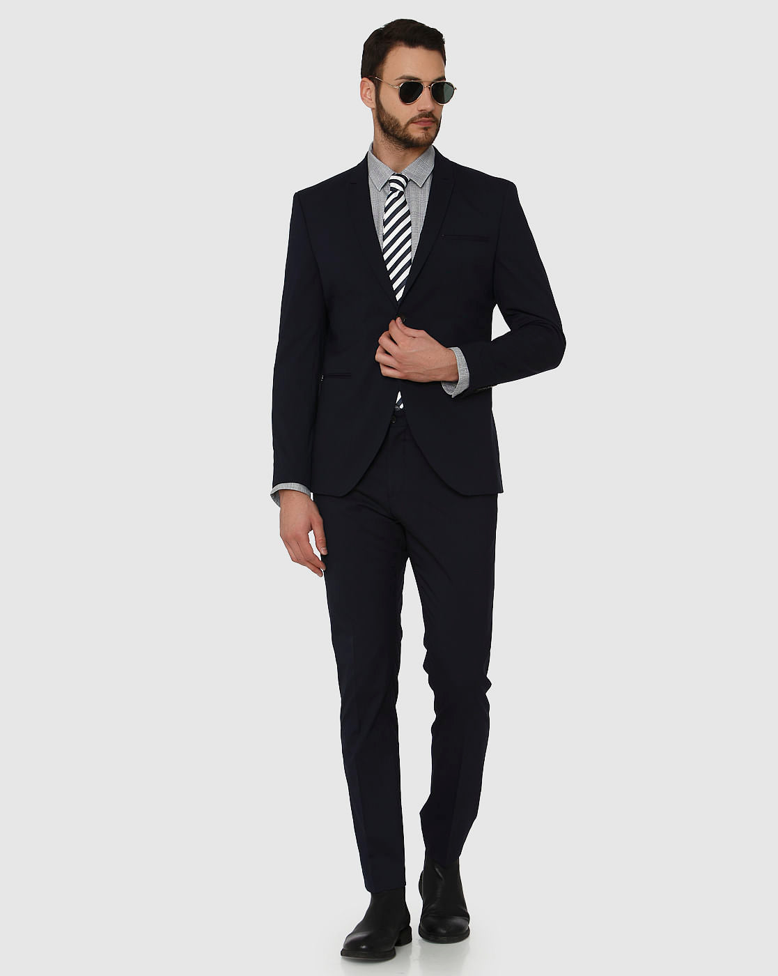 Blue Double Button Slim Fit Formal Blazer