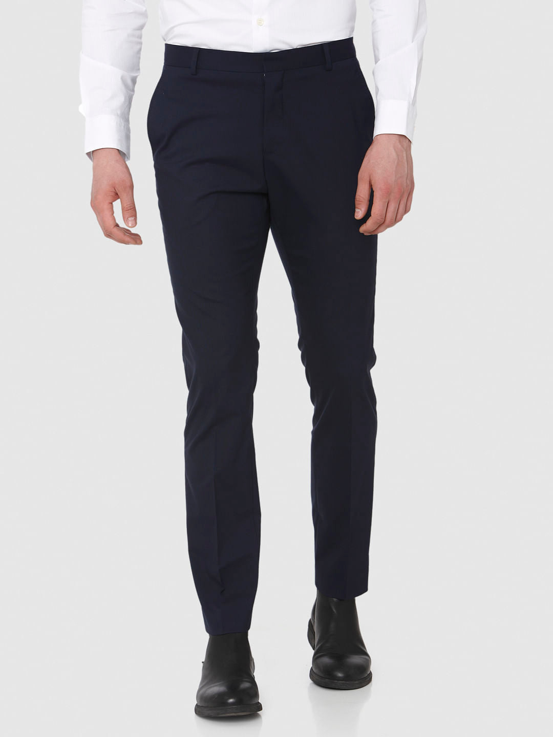 Navy Blue Slim Fit Formal Trousers