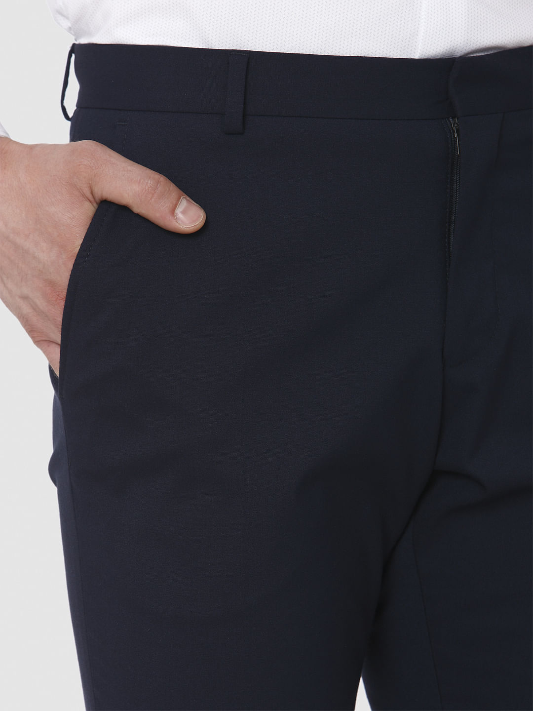 Navy Blue Slim Fit Formal Trousers