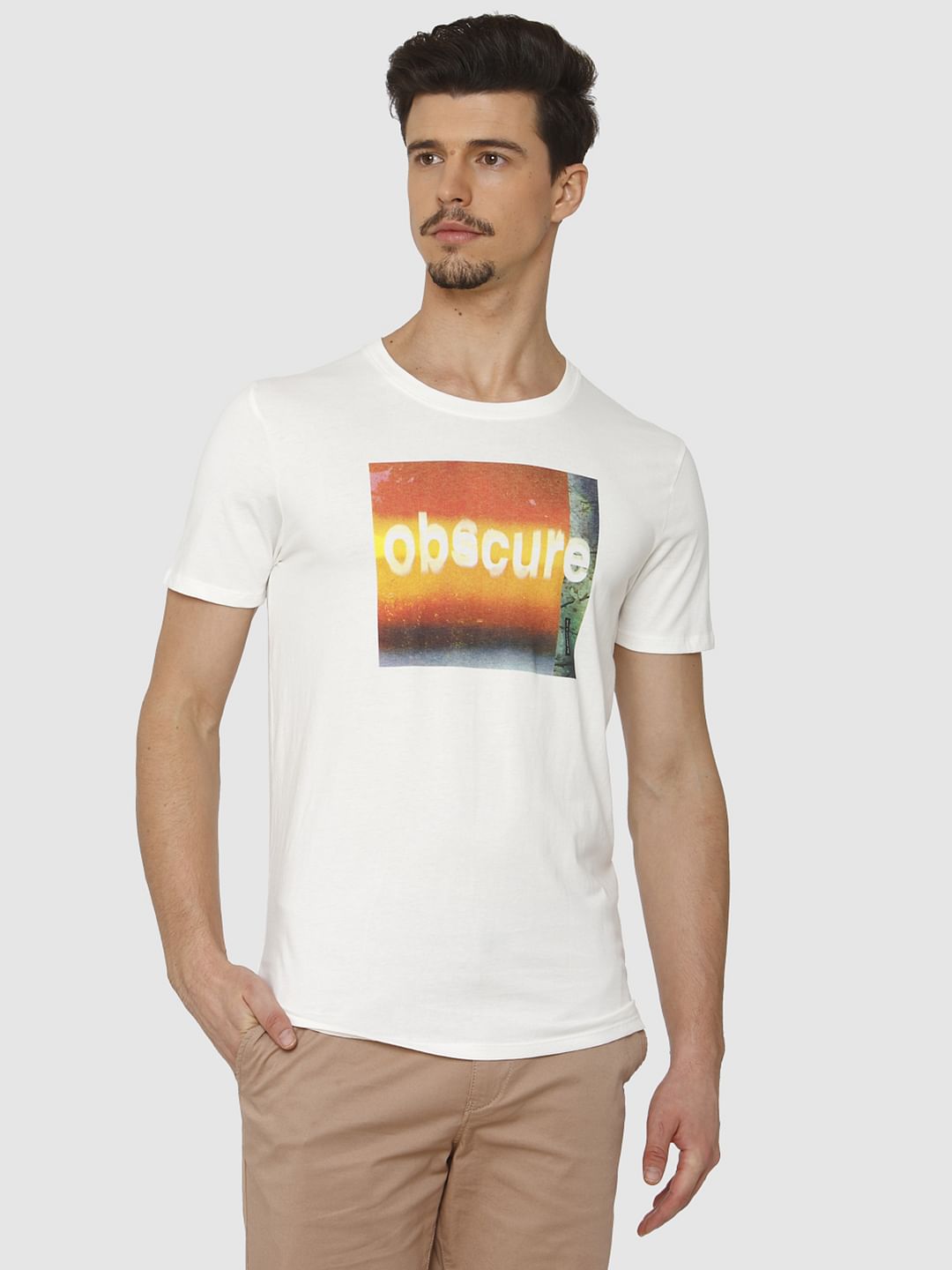 White Graphic Print Crew Neck T-Shirt
