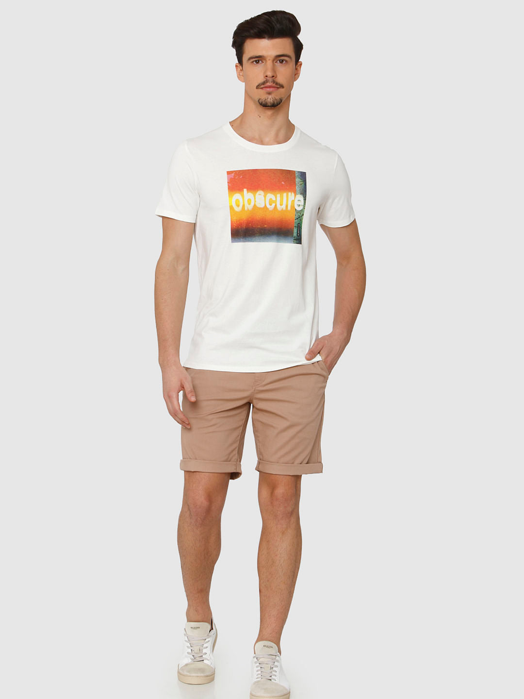White Graphic Print Crew Neck T-Shirt