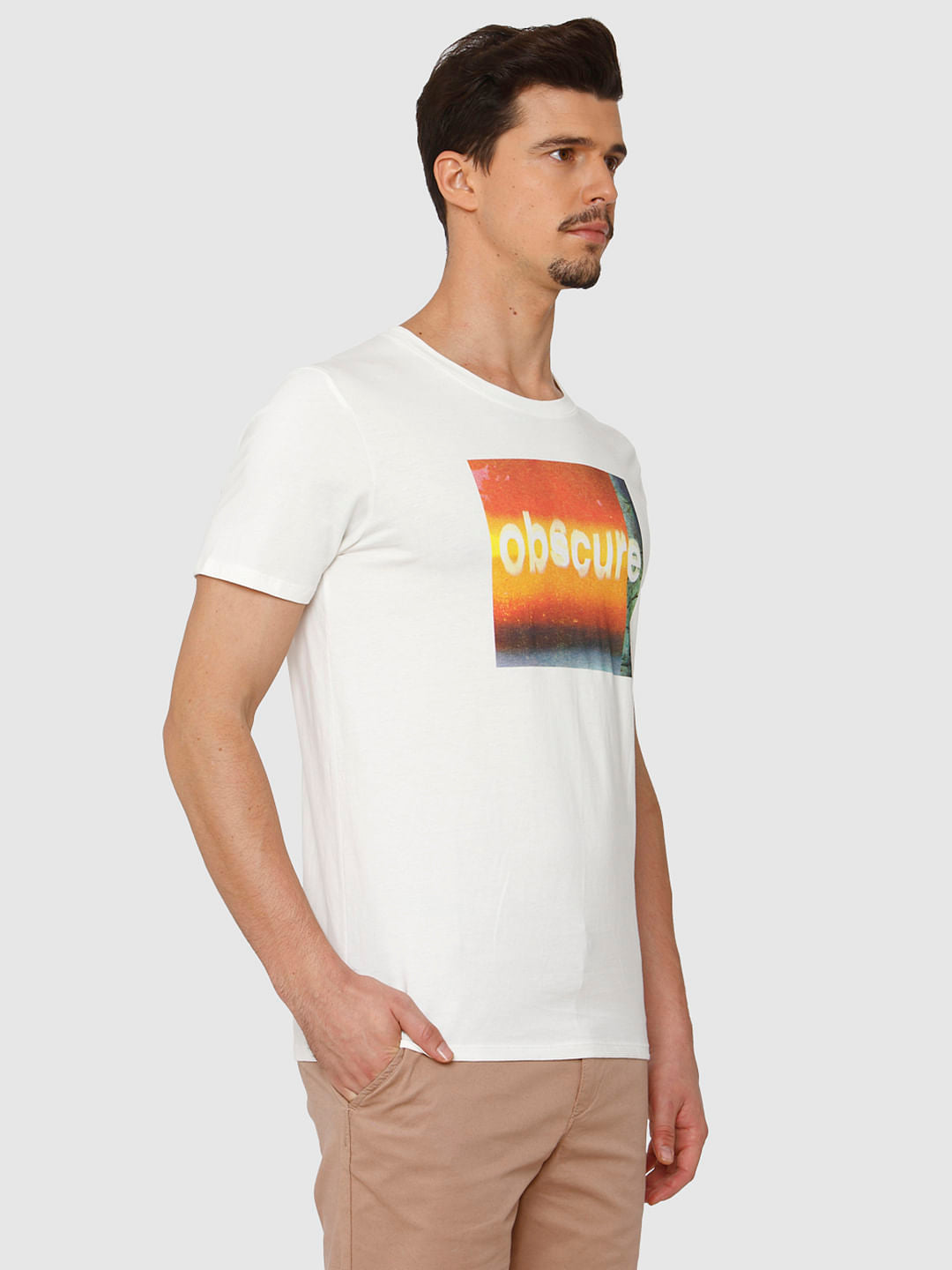 White Graphic Print Crew Neck T-Shirt